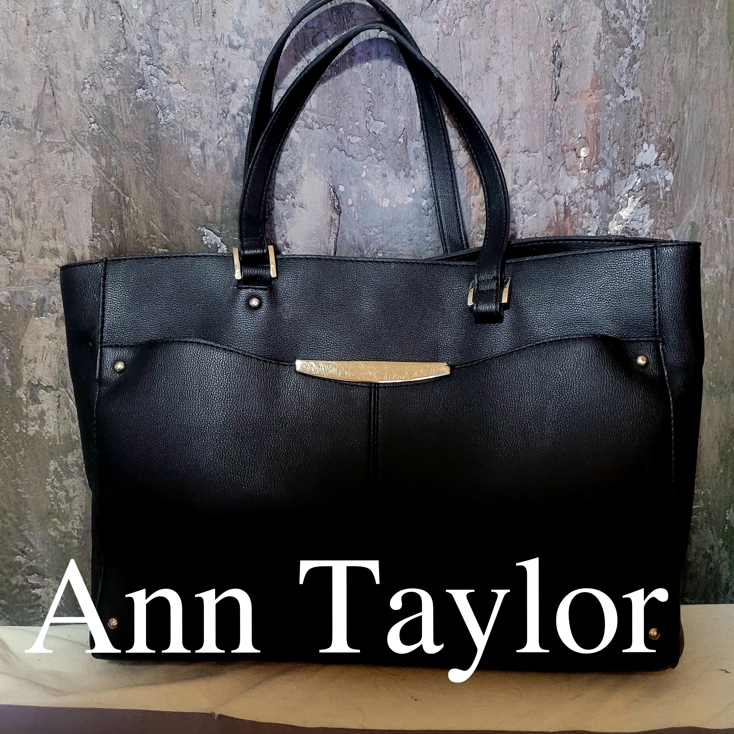 Ann Taylor Black Leather Tote Bag